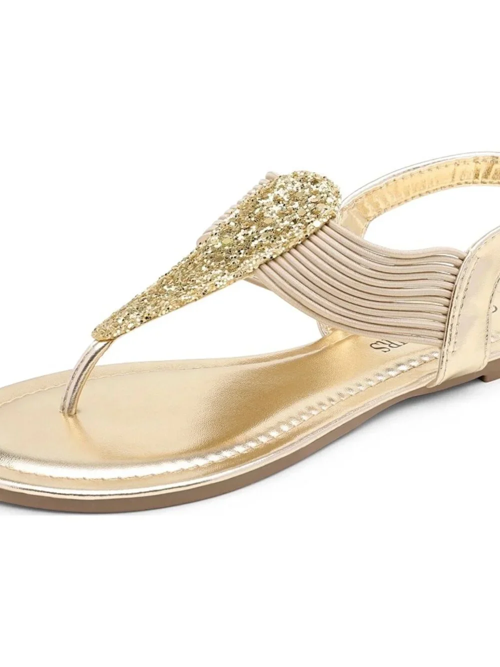 SANDALUP Glitter T-Strap Flat Sandals